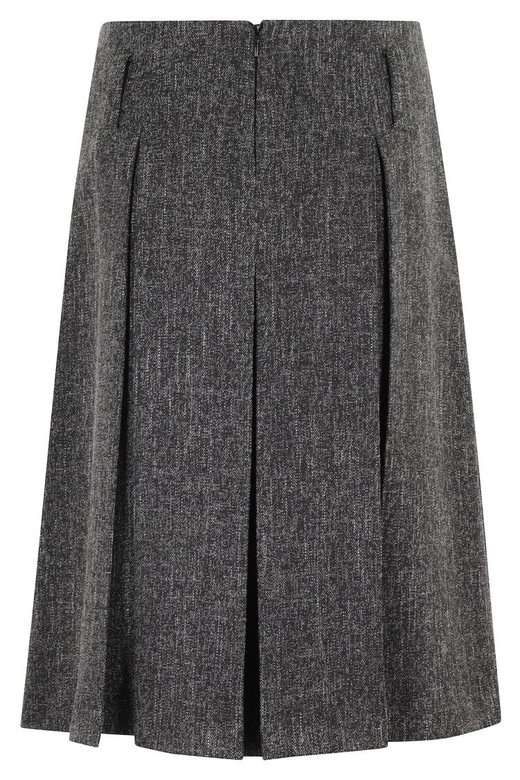 Seventy Pleated Midi Skirt In Textured Grey Fabric