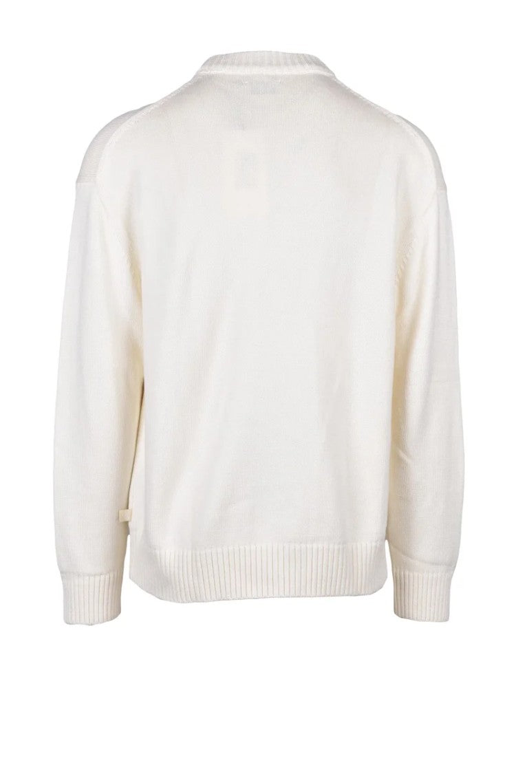 Calvin Klein Jeans White Crewneck Cotton-Wool Sweater