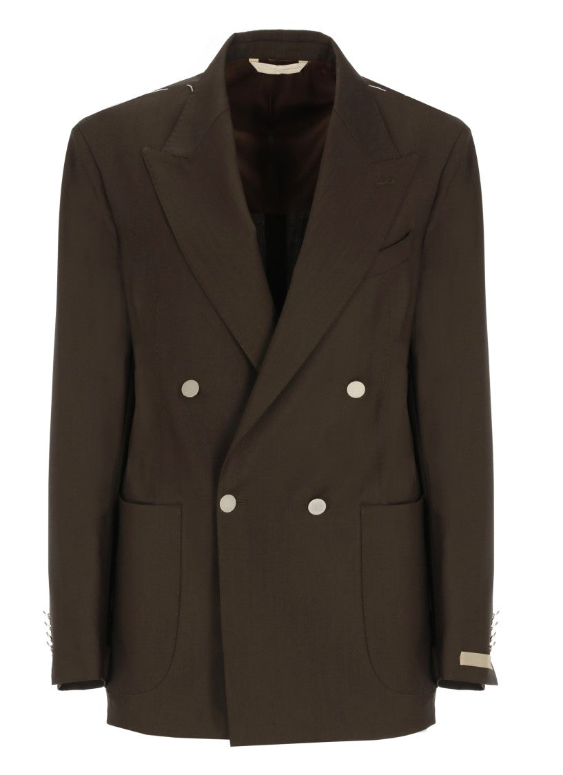 Briglia 1949 Brown Blanchette Double-Breasted Wool Blazer