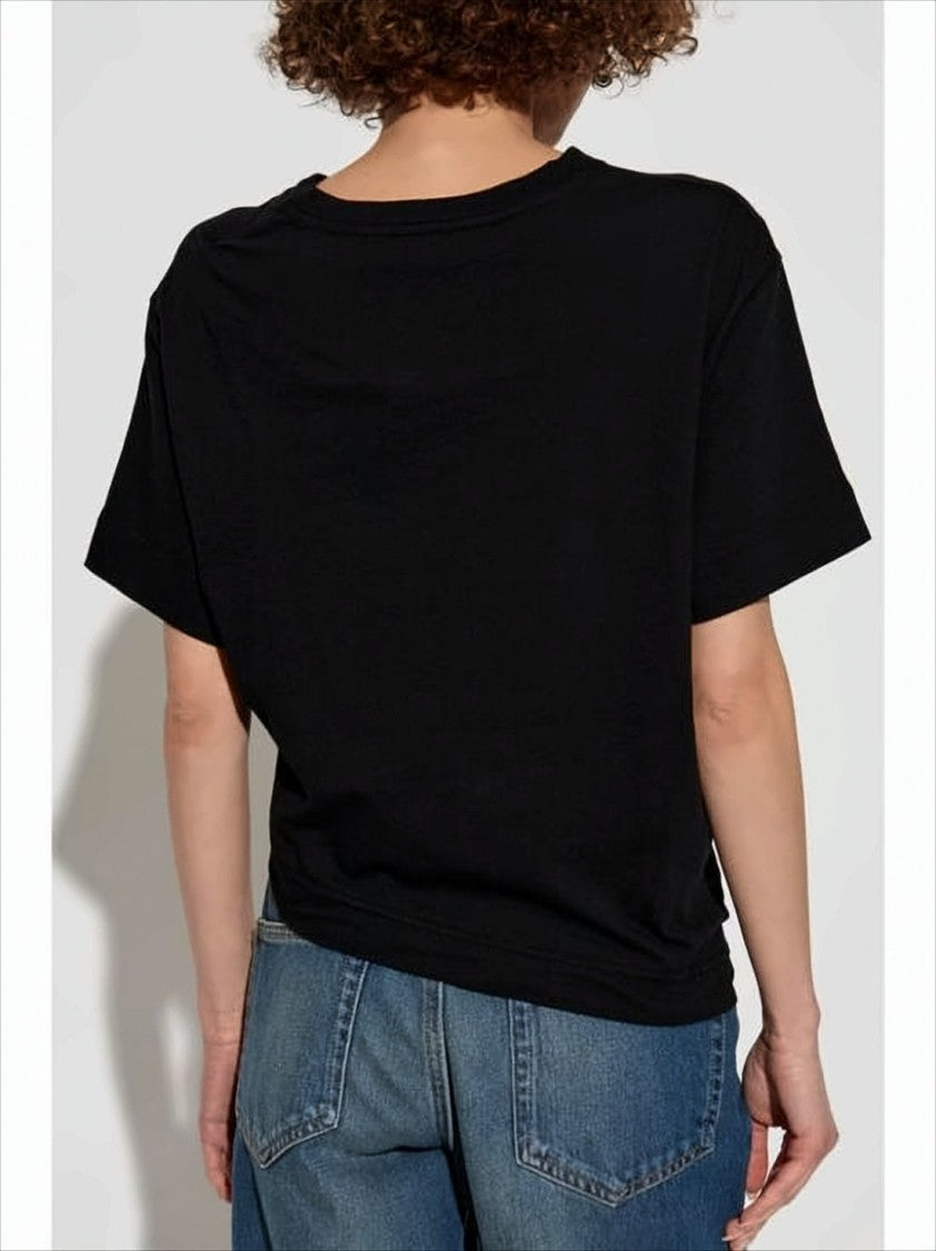 Givenchy Black Short-Sleeve T-Shirt With Asymmetrical Hem And Metallic Logo