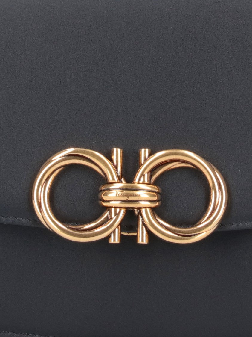 Ferragamo "Trapezio" Black Leather Crossbody Bag