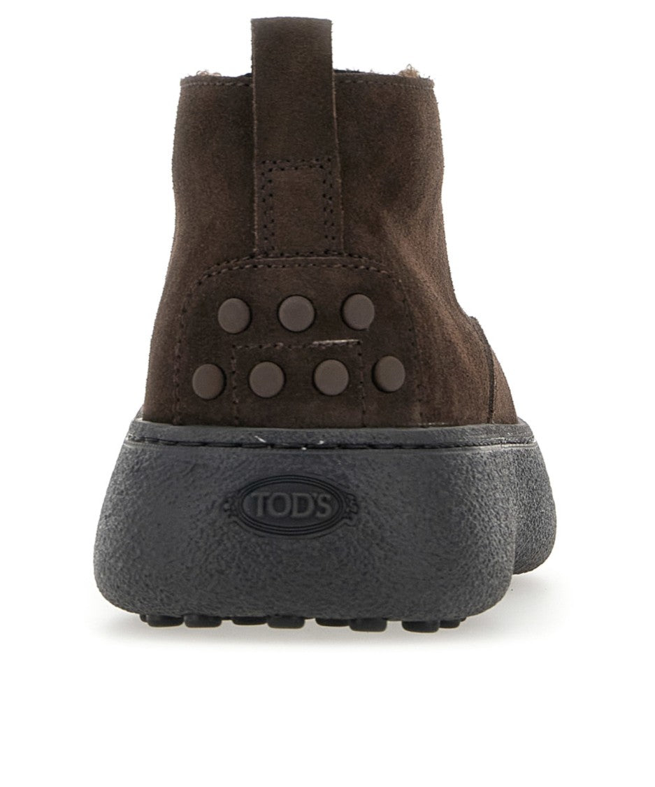 Tod's Ankle-High Brown Suede Shoes