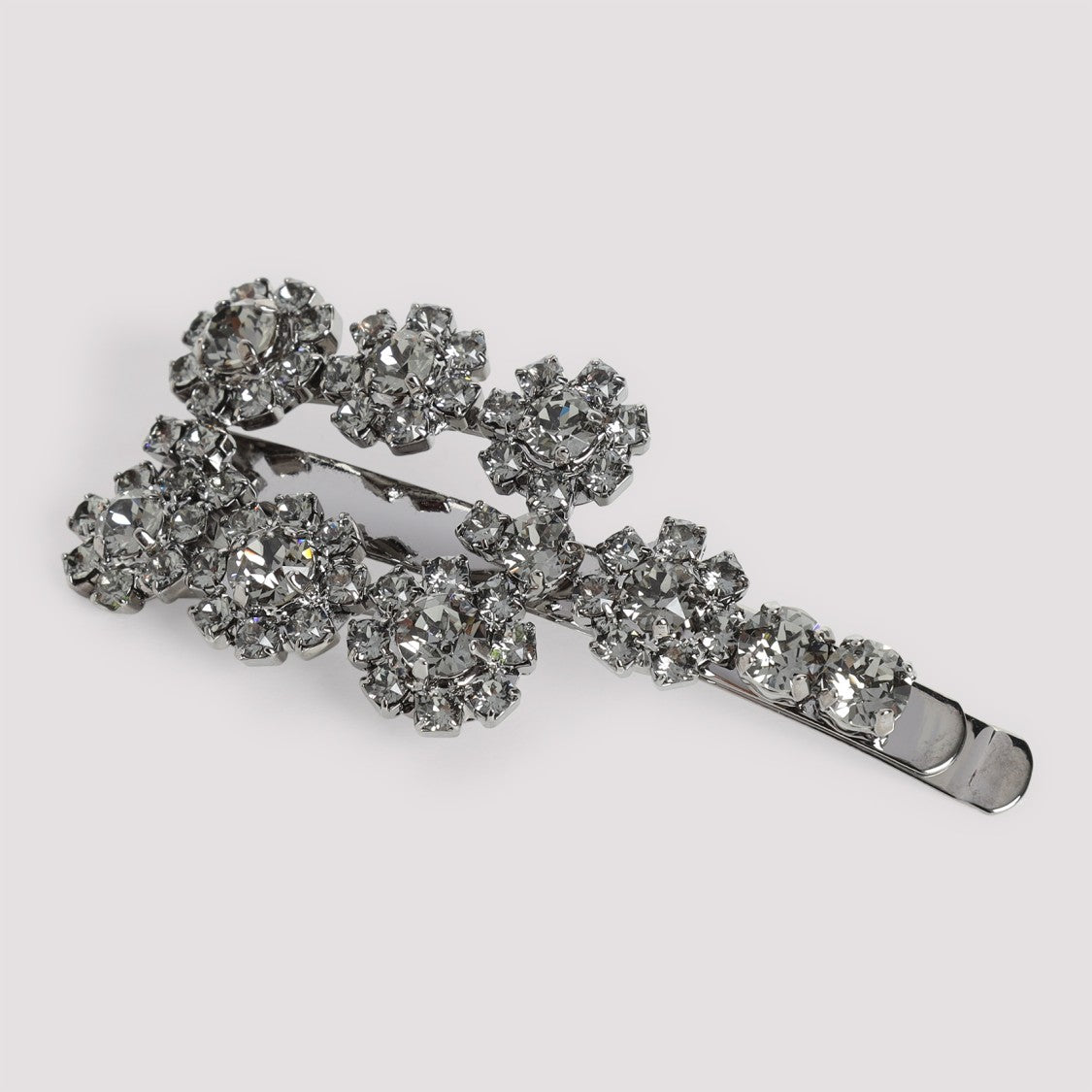Roger Vivier Flower Strass Silver Brass Hair Clip