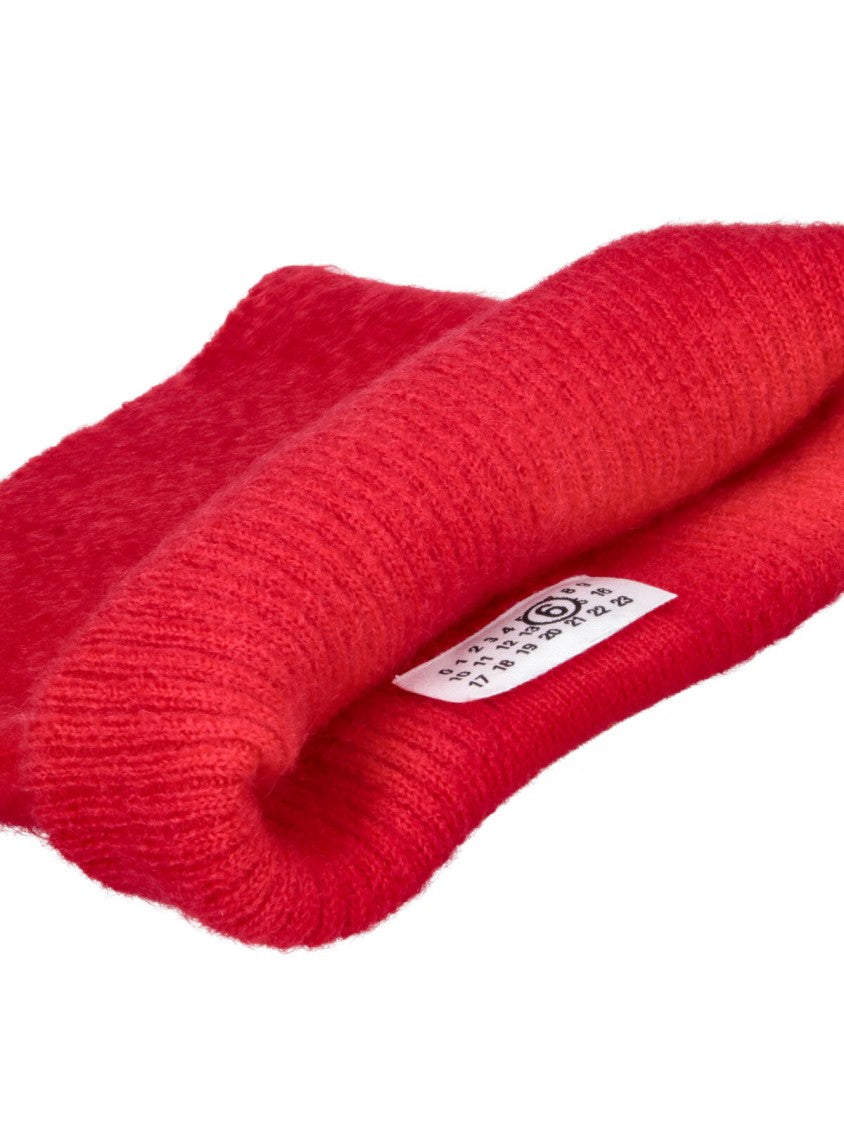Mm6 By Maison Margiela Red Mohair Knit Scarf