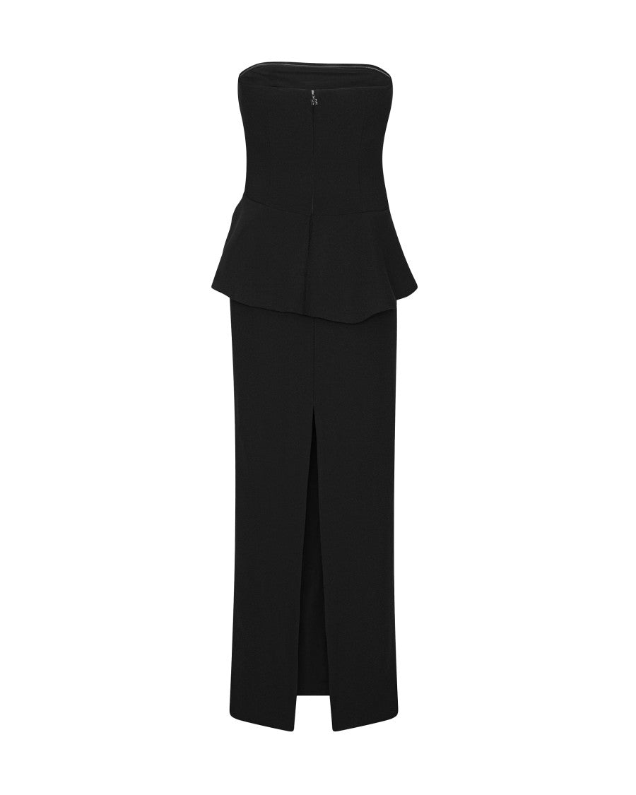 Rotate Maxi Dress With Strapless Design And Floral Applique