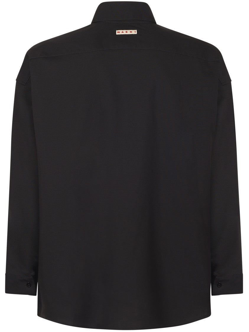 Marni Relaxed Fit Button-Up Shirt In Smooth Virgin Wool