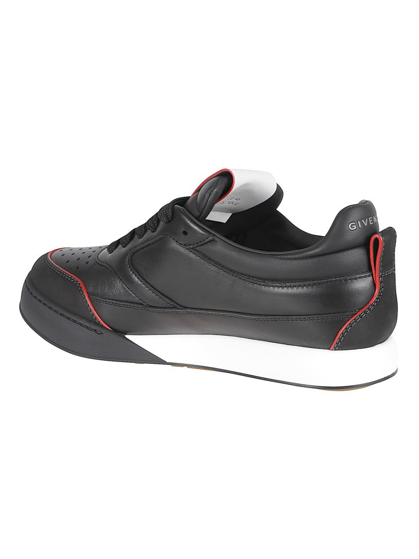 Givenchy Black Leather Sneakers With Bold Red Accents