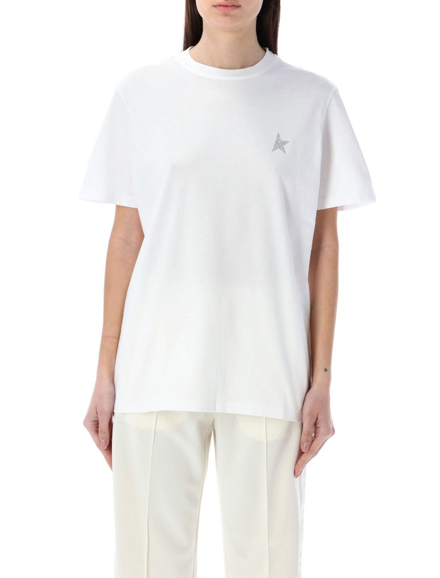 Golden Goose Crystal-Embellished Star T-Shirt With Crew Neckline