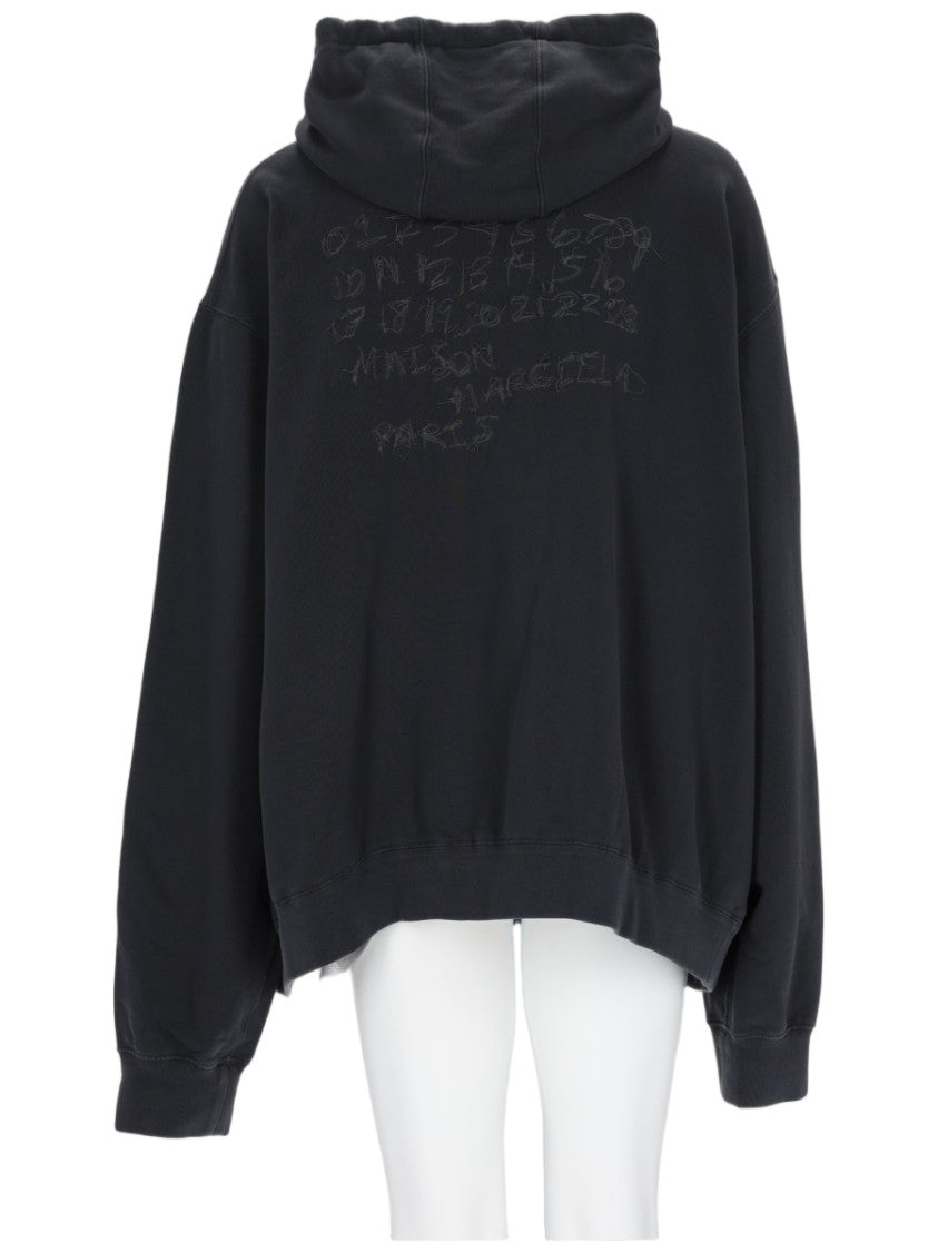 Maison Margiela Zip-Up Black Sports Jacket With Hood And Kangaroo Pocket