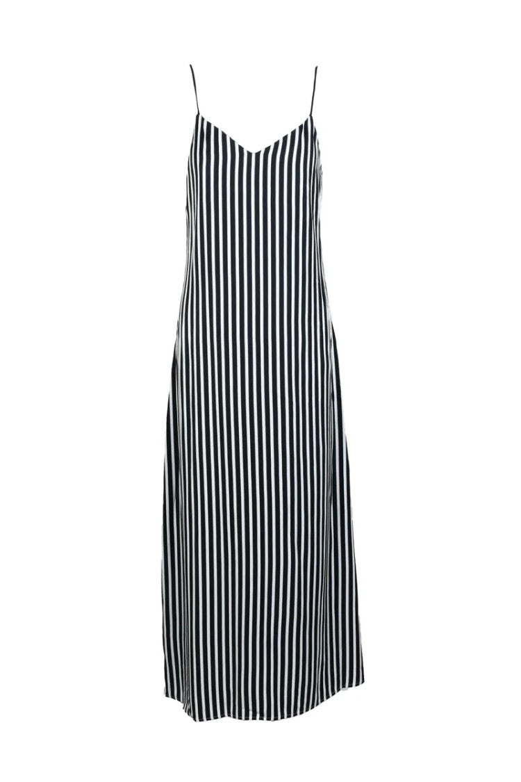 Tommy Hilfiger Black/White Long Satin Dress