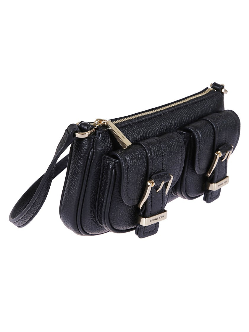 Michael Kors Hammered Leather Clutch With Zip Closure