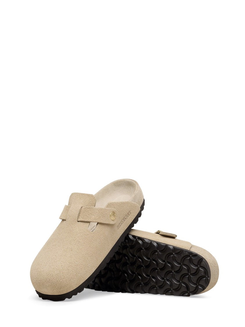 Birkenstock Taupe Boston Exq Suede Leather Clogs