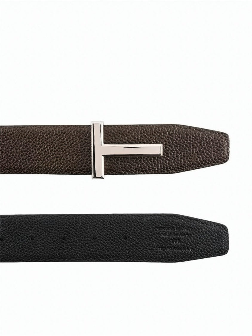 Tom Ford Reversible Calf Leather Belt With T-Buckle