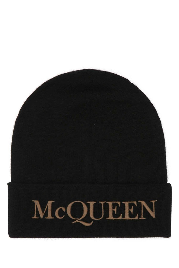 Alexander Mcqueen Black Cashmere Beanie Hat