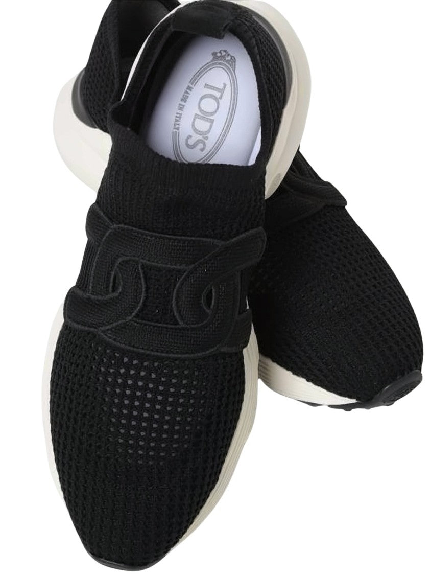 Tod's Textured Strap Black Sneakers With Rubber Sole