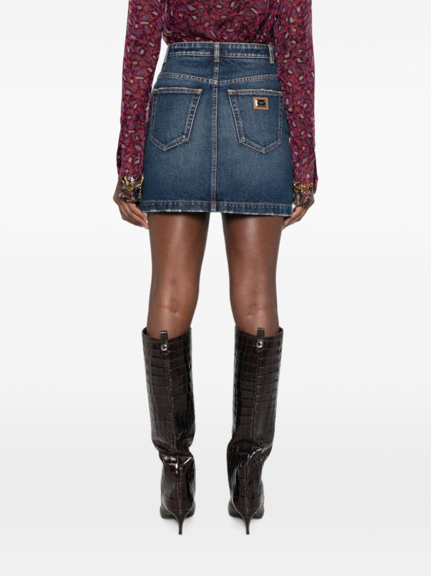 Dolce & Gabbana Classic Denim Mini Skirt With Raw Hemline