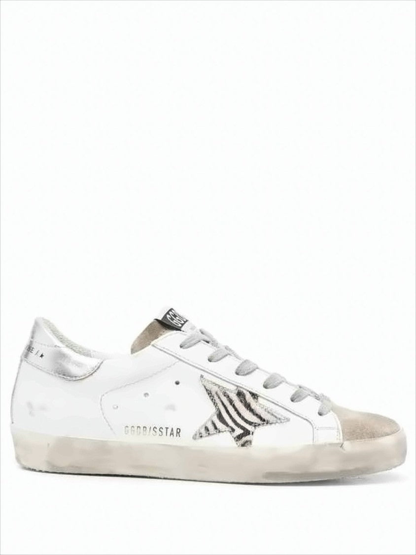 Golden Goose Distressed White Leather Sneakers