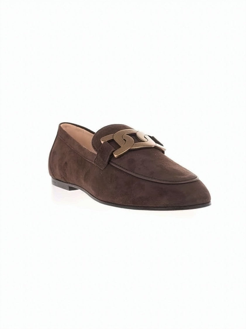 Tod's Suede Loafers With Gold-Tone Chain-Link Detail