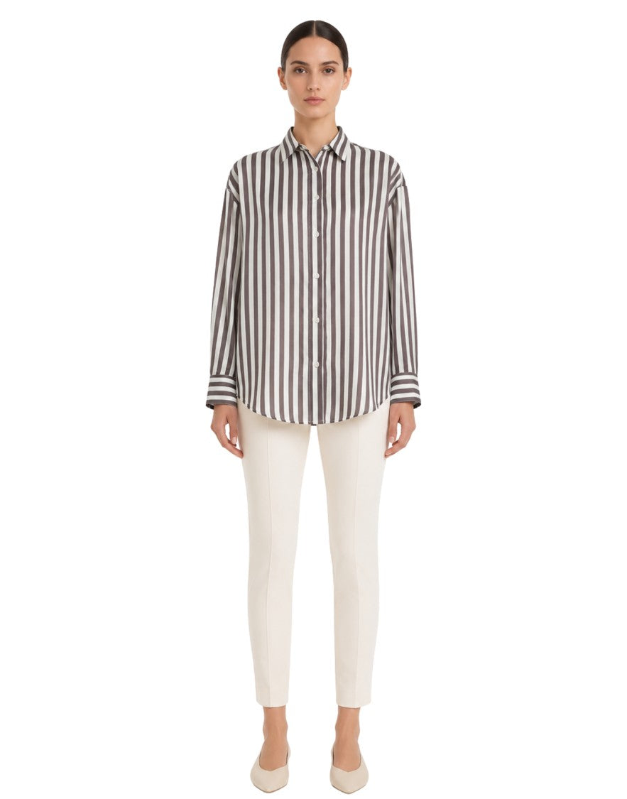 Cruna Multicolor Ivy Pinstriped Silk-Blend Satin Shirt