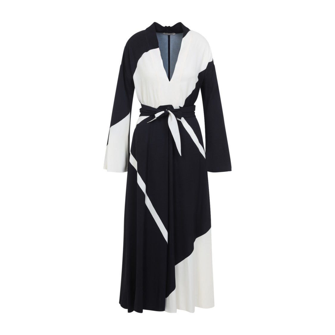 Alberta Ferretti Flowing Midi Dress With Deep V-Neckline