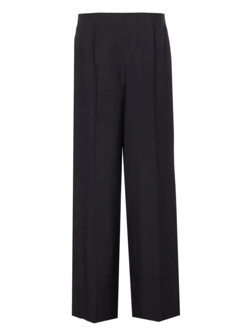 Fendi Wide-Leg Cropped Black Wool Tailored Trousers