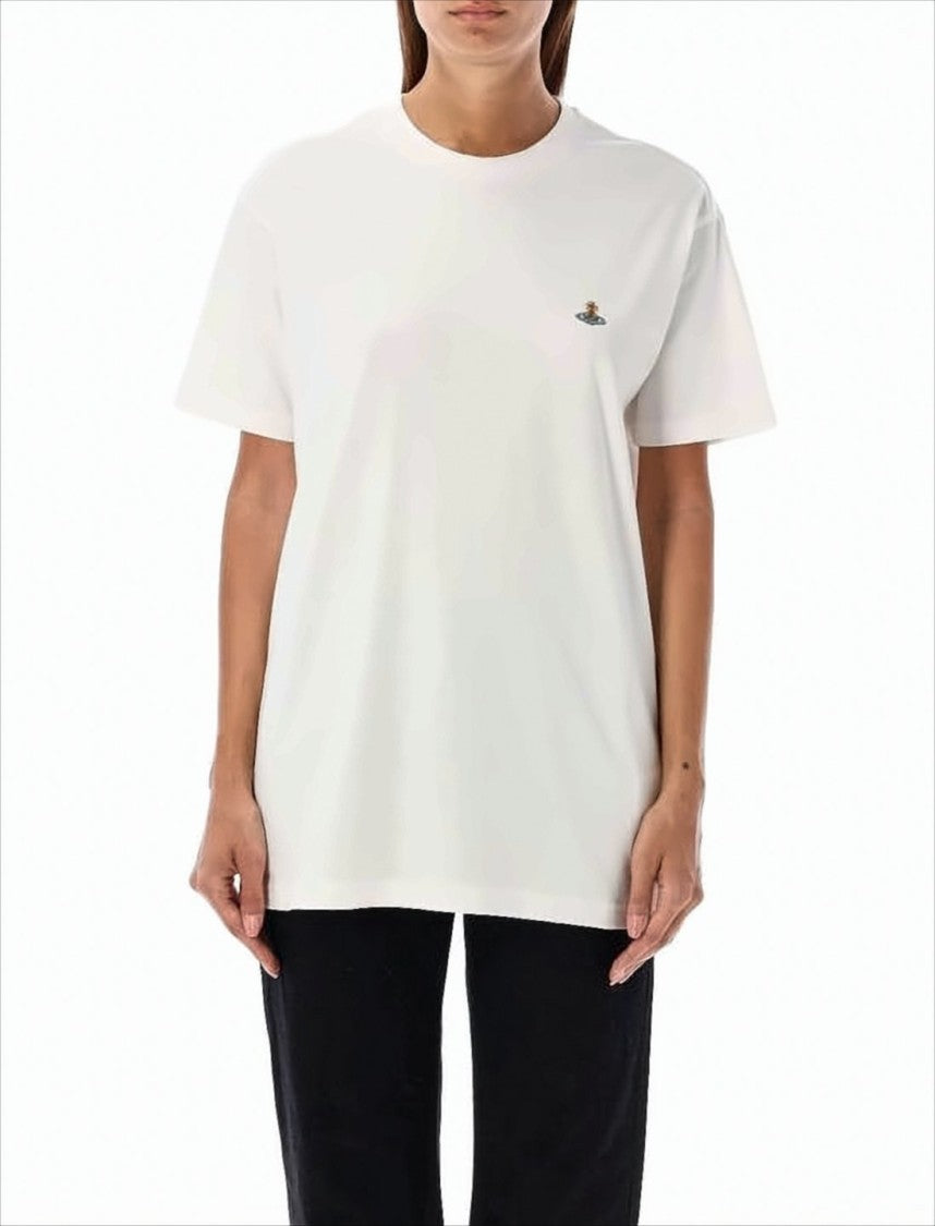 Vivienne Westwood Short-Sleeved White T-Shirt With Embroidered Detail
