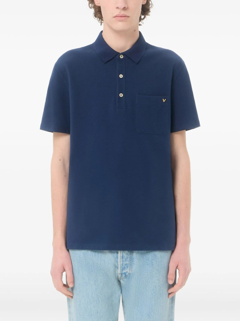 Valentino Structured Collar Cotton Polo Shirt