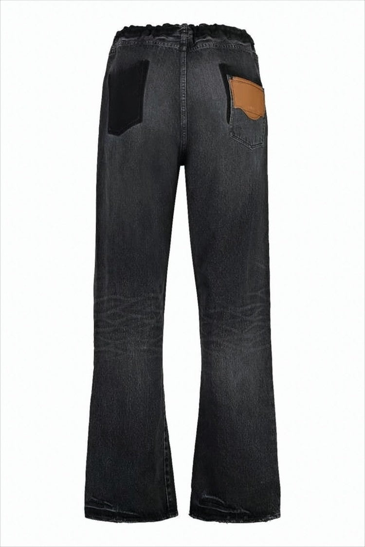 Maison Mihara Yasuhiro Relaxed Fit Dark Wash Denim Pants With Unique Elastic Waistband