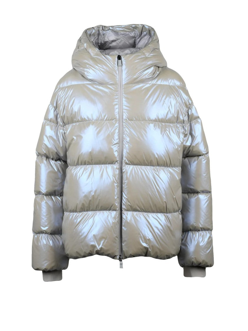 Herno Laminar Pearl Grey High Collar Polyamide Down Jacket