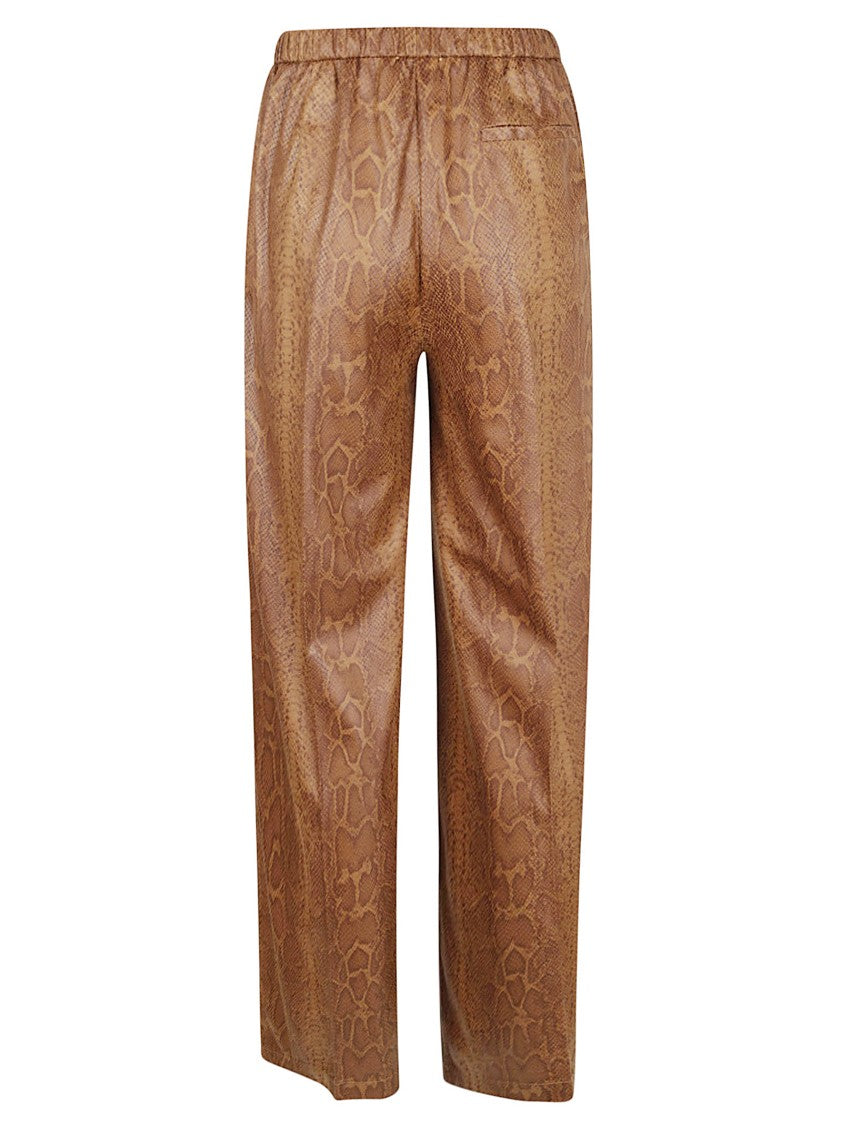 Forte Forte Tailored Straight-Leg Trousers With Elastic Waistband And Subtle Snake Print
