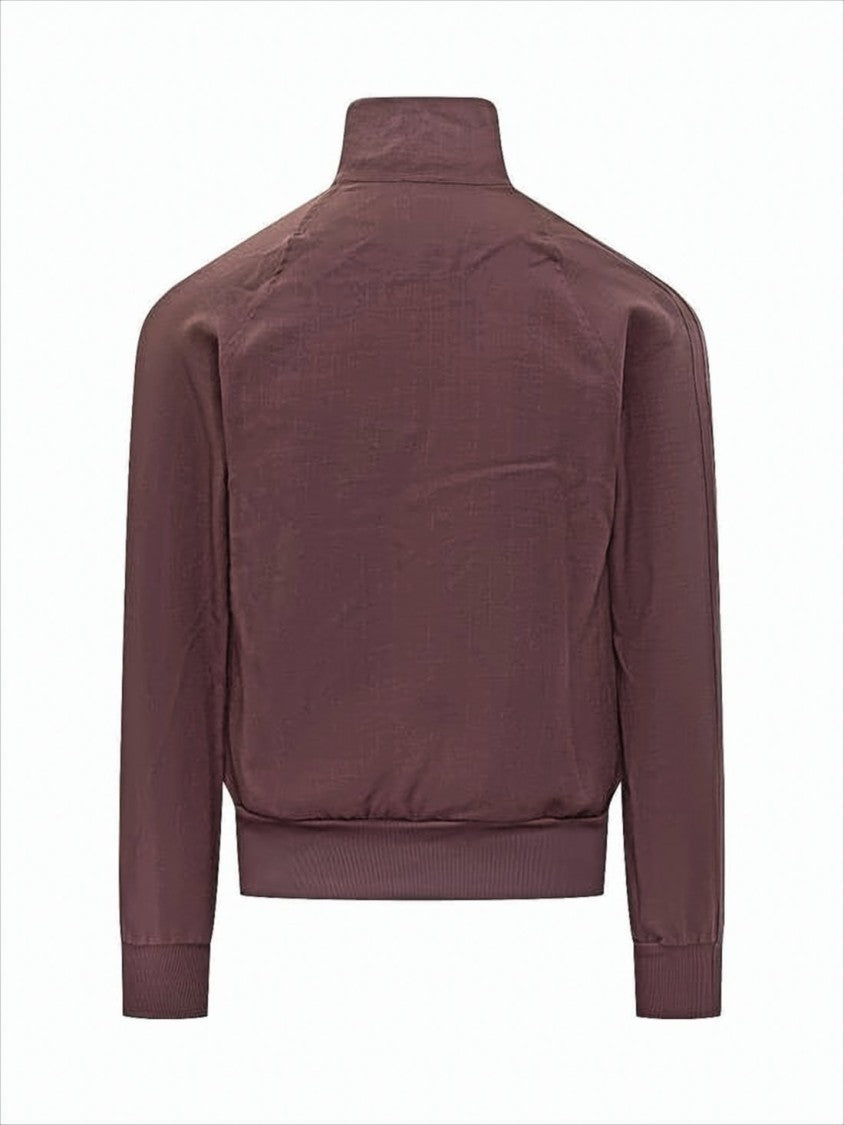 Y-3 High Collar Brown Polyester Jacket With Zipper Closure