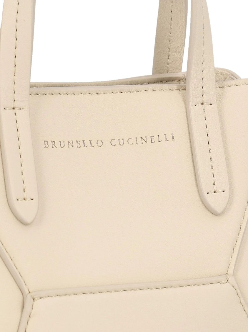 Brunello Cucinelli Ivory Monili Leather Shoulder Bag
