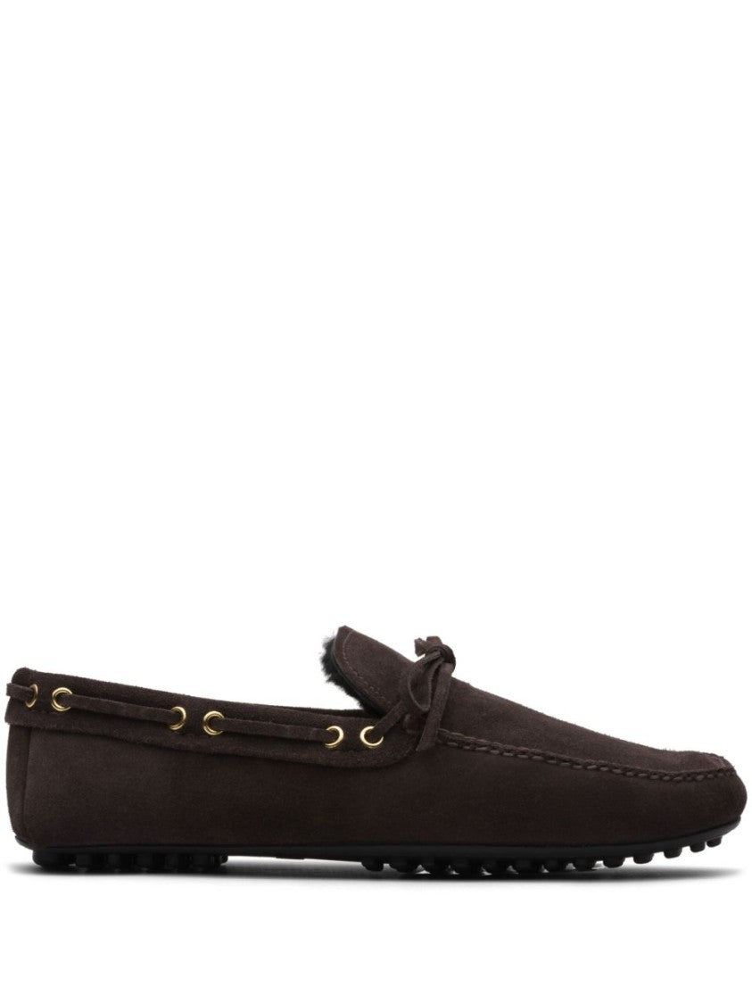 Car Shoe Rich Suede Loafers With Moccasin Design