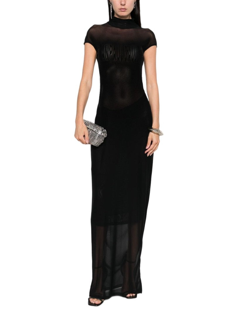 Jean Paul Gaultier Sheer Black Turtleneck Maxi Dress