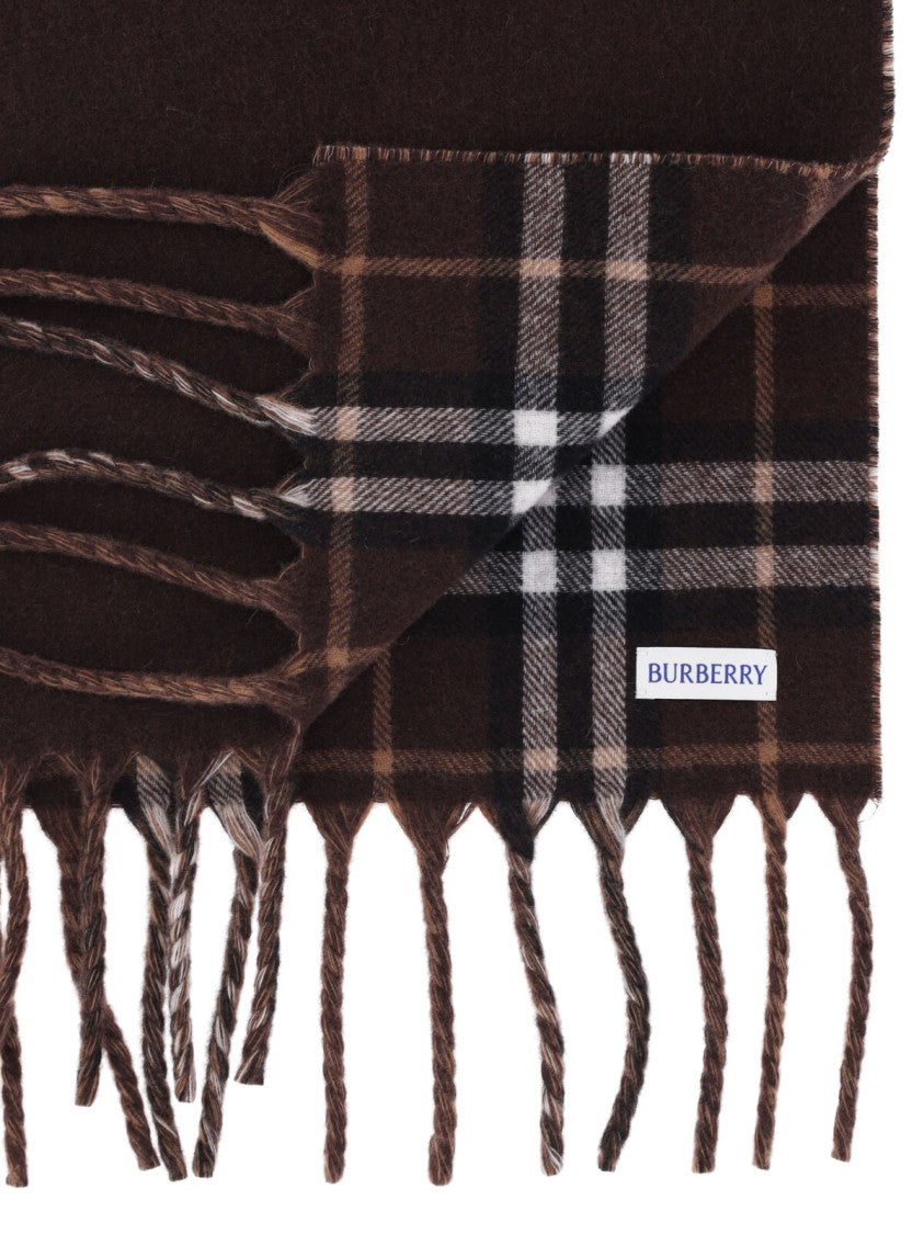 Burberry Reversible Cashmere Scarf With Check Pattern