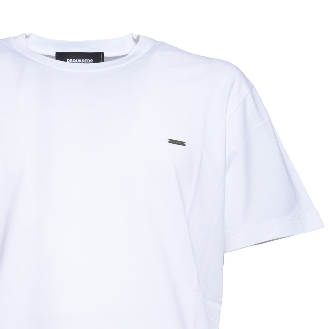 Dsquared2 Cool-Fit Crewneck White Cotton T-Shirt With Logo Plaque