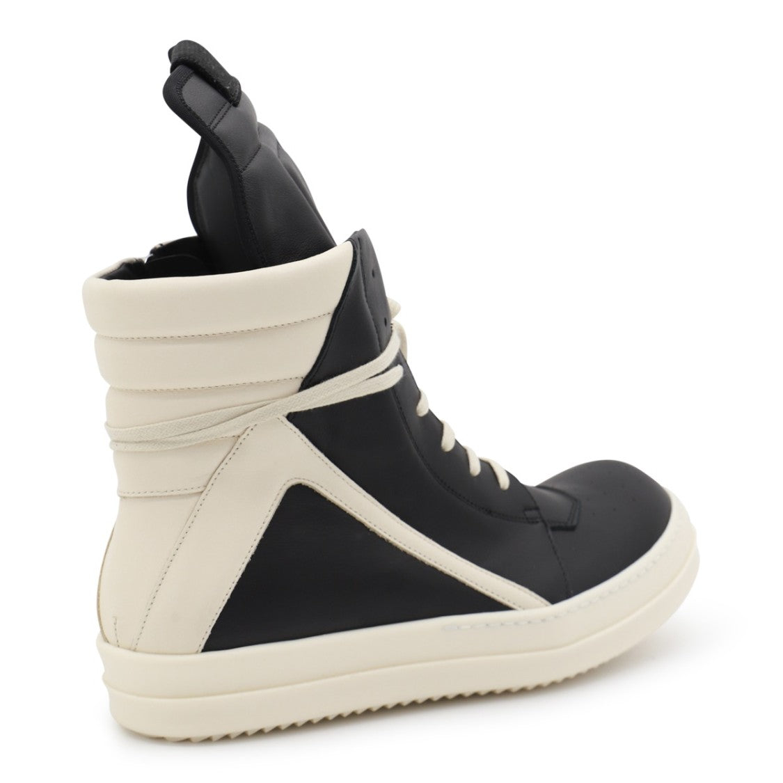 Rick Owens Black Leather Angular Paneling Sneakers