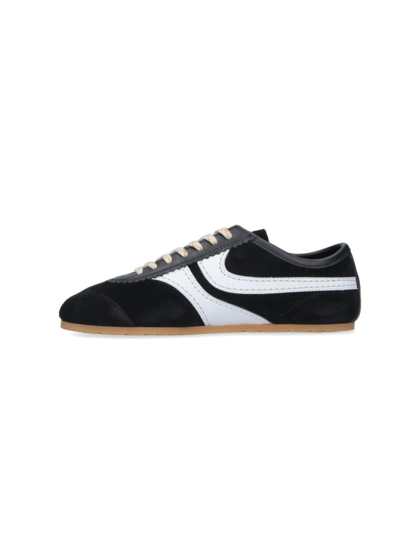Dries Van Noten Black Suede Contrasting Trim Rubber Sneakers