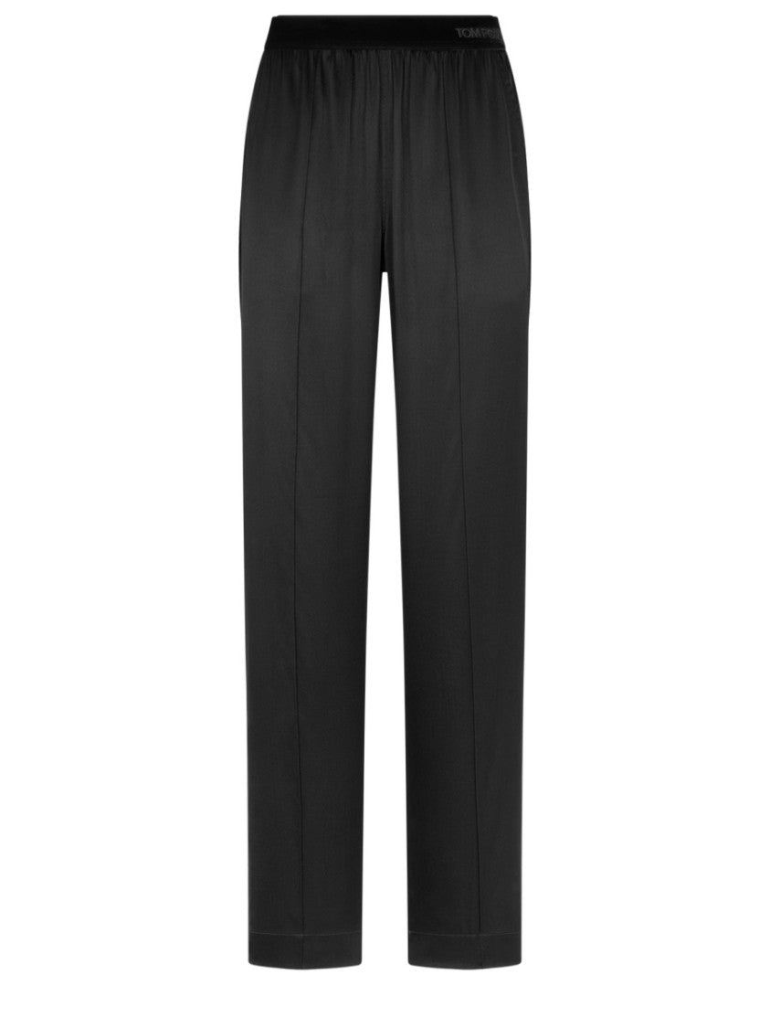 Tom Ford Silk Elastic Waistband Pajama Straight-Leg Pants