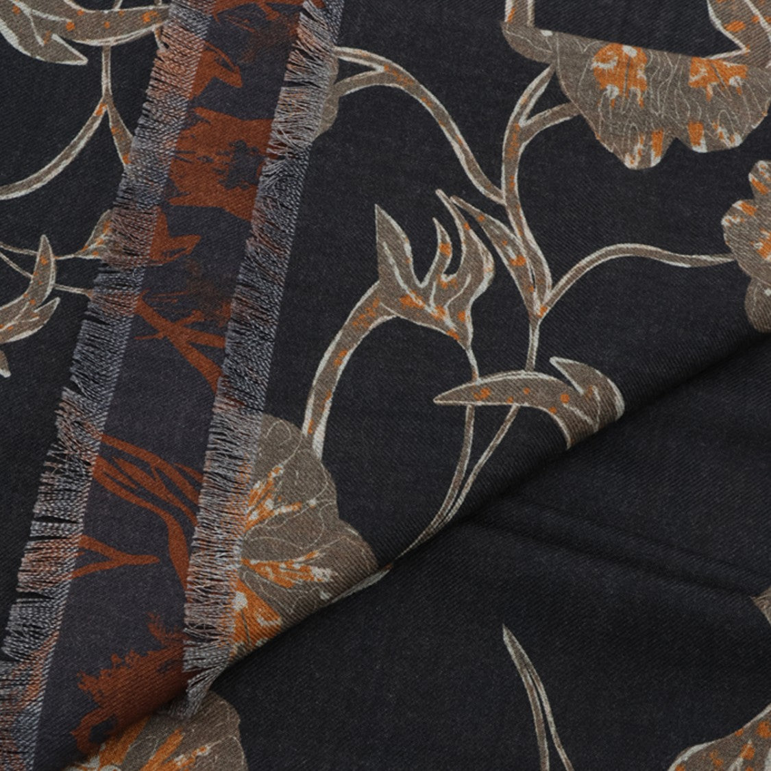 Altea Floral Pattern Scarf With Subtle Fringed Edges