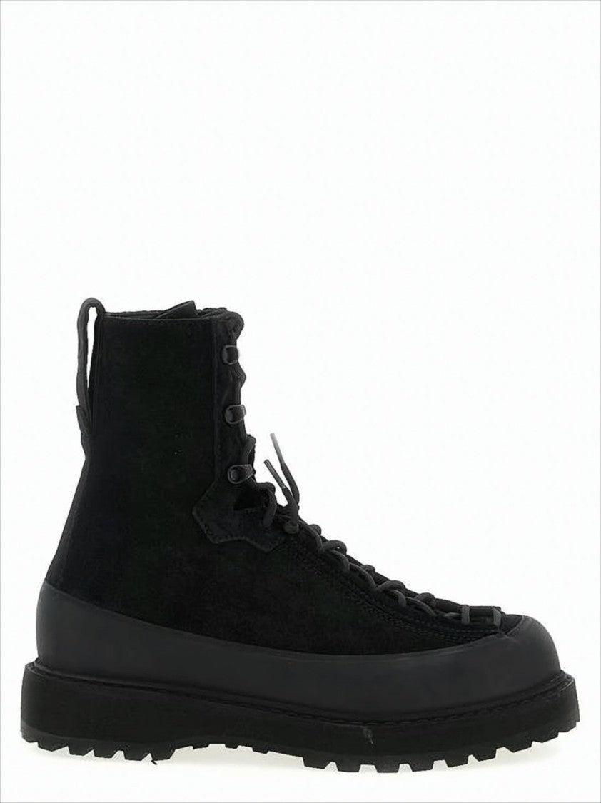 Stone Island High-Top Suede Lace-Up Boots With Rubber Sole