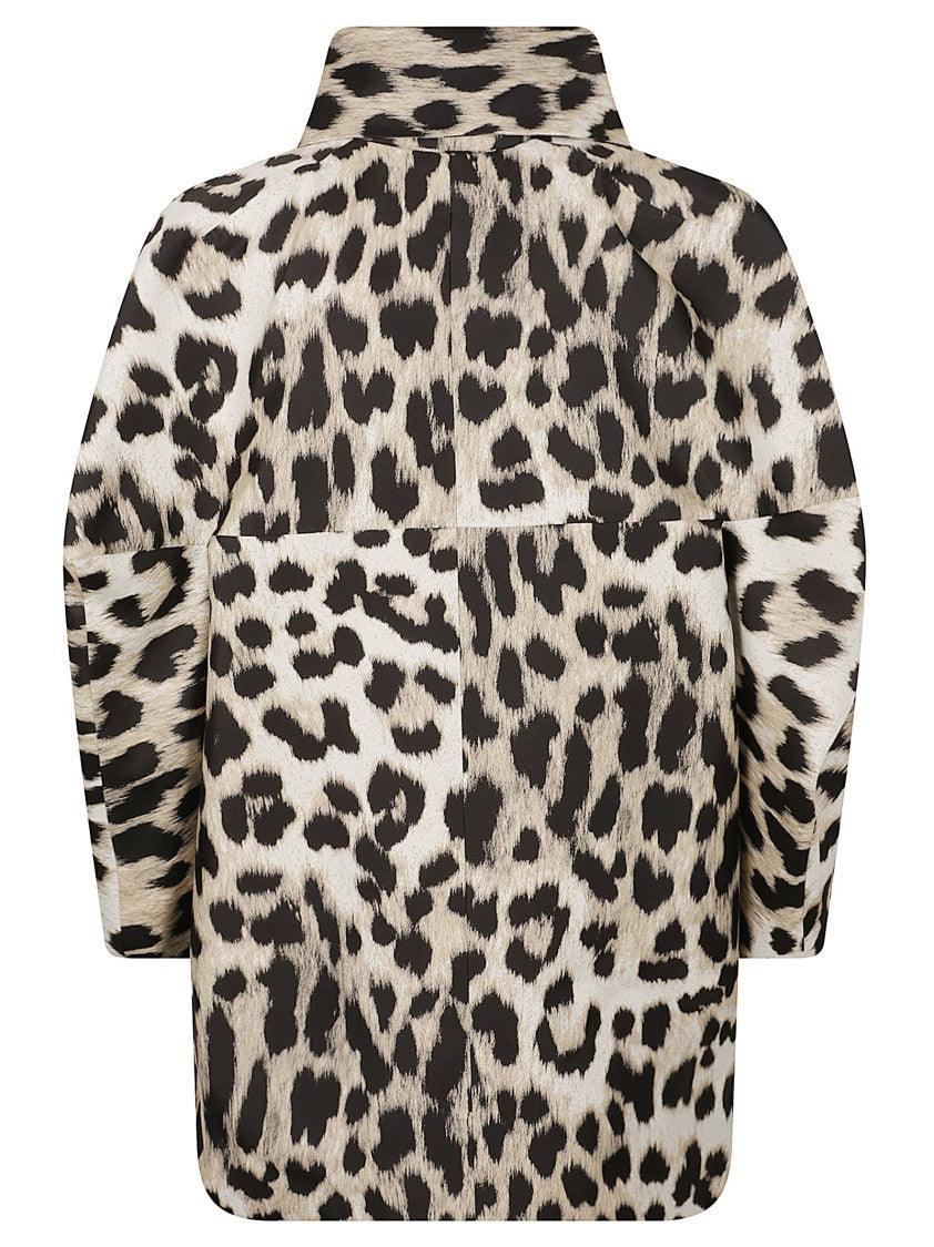 Givenchy Structured Leopard Print Coat With Asymmetrical Collar