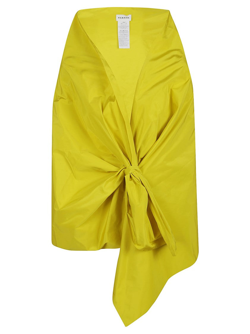Parosh Wrap Skirt With Sculptural Design And Knot Detail
