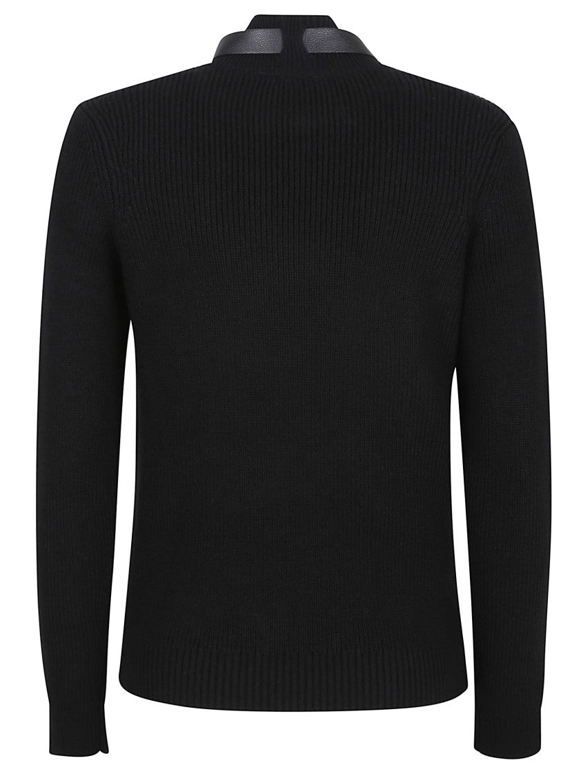 Elisabetta Franchi Wool Blend Black Sweater With Amber Tortoiseshell Detail