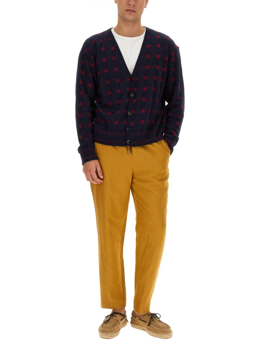 Etro Checkered Pattern V-Neck Cardigan