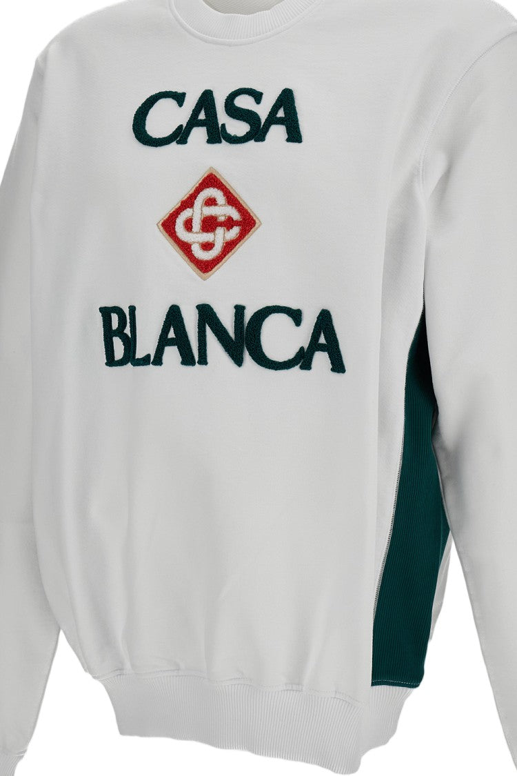 Casablanca White Bouclé Embroidered Cotton Sweatshirt