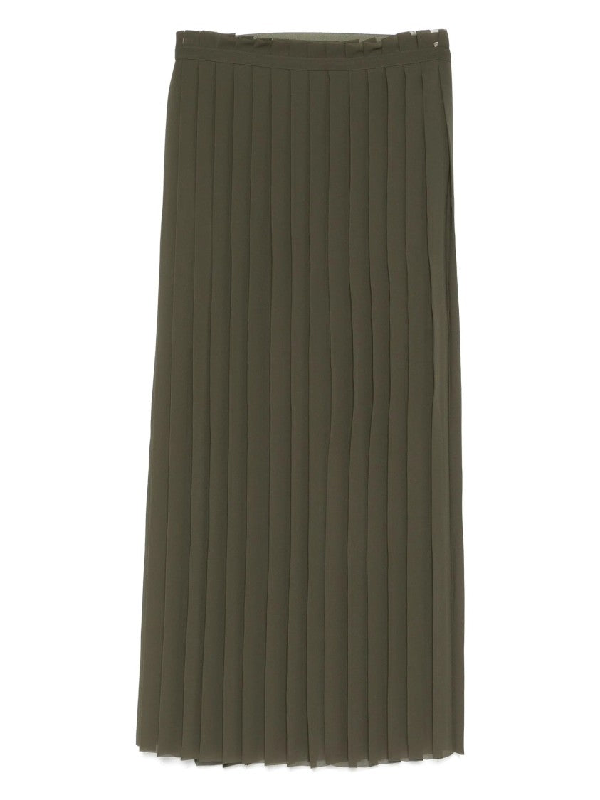 Ami Olive Green Pleated Midi Skirt