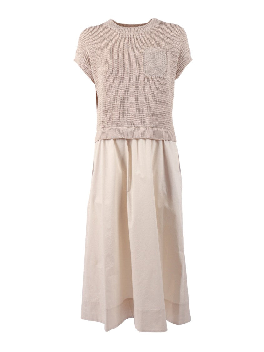 Peserico Textured Bodice Gathered Midi Dress