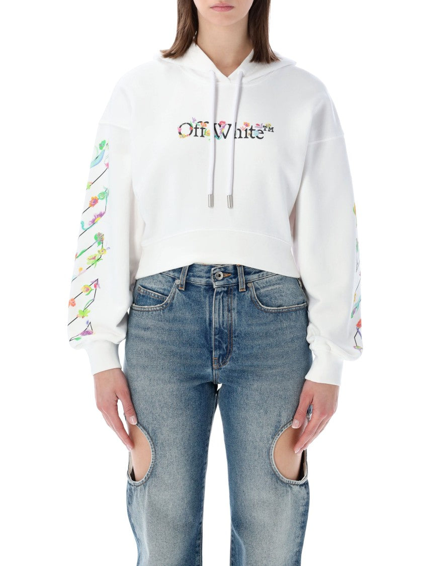 Off-White Flower Crop Floral Logo Hoodie