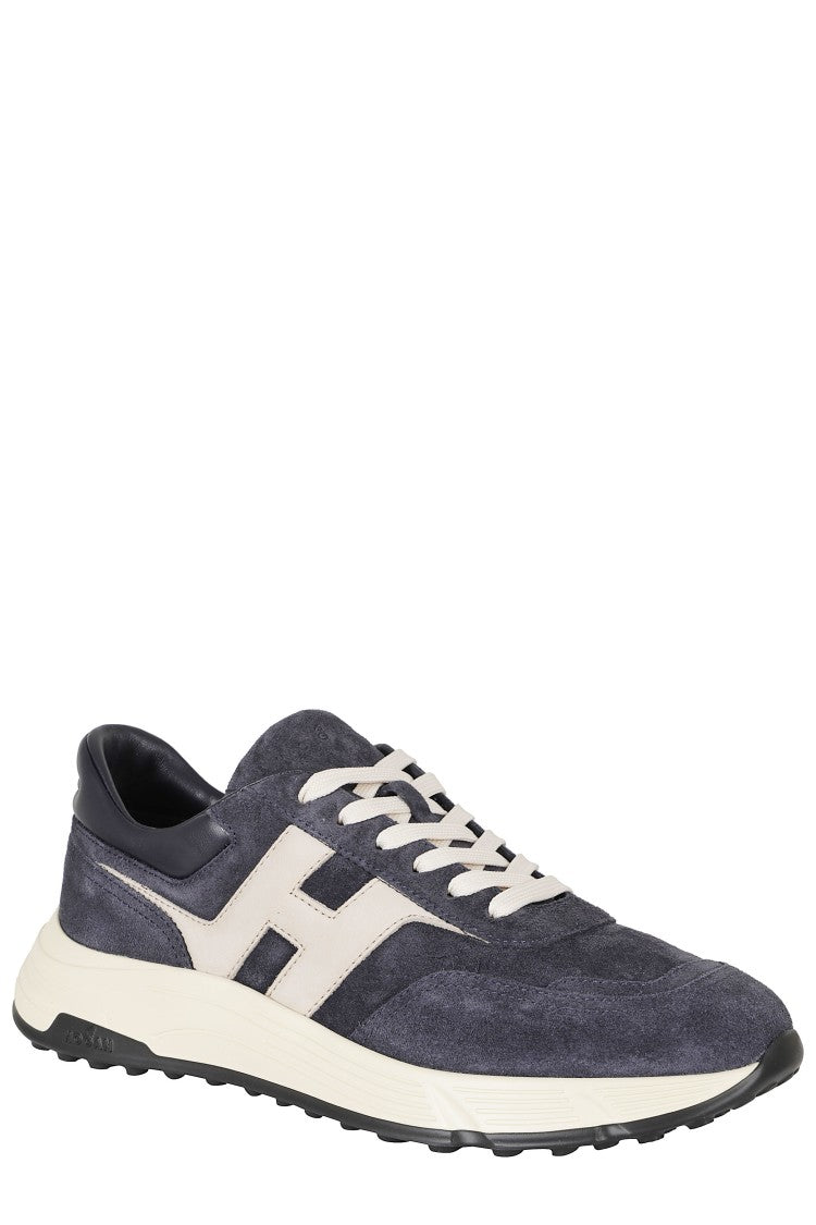 Hogan Blue Hyperlight Suede Smooth Leather Rubber Sole Sneakers